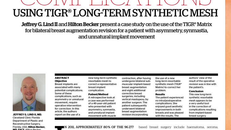 New Peer-Review highlights the benefits of using TIGR® Matrix for correcting breast implant complications