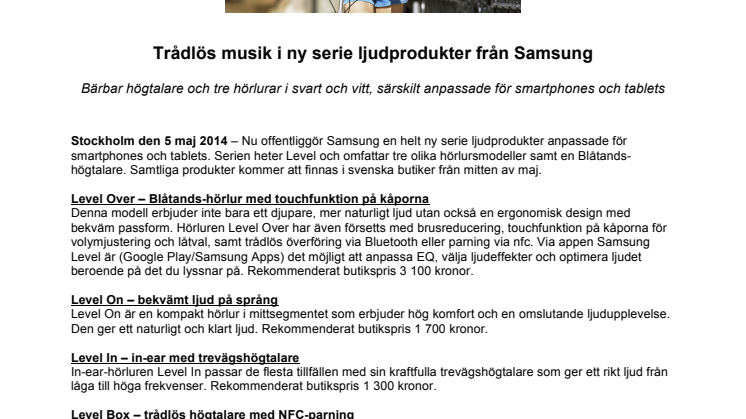Trådlös musik i ny serie ljudprodukter från Samsung 