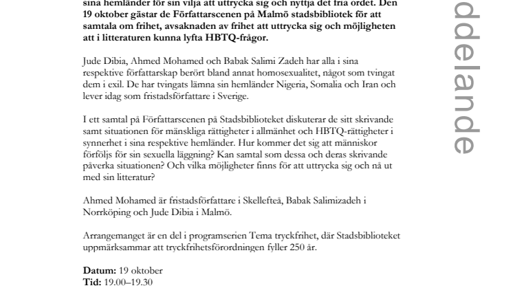 (O)friheten att uttrycka sig och möjligheten att lyfta HBTQ-frågor