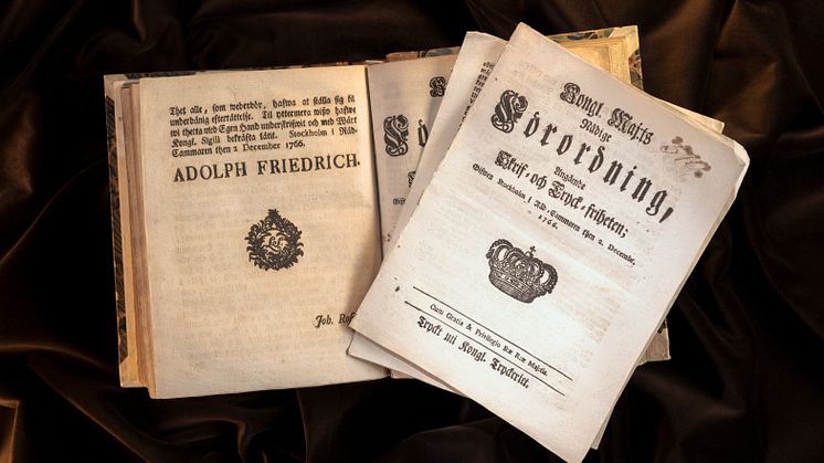 Sweden was the first country in 1766 to adopt legislature regulating the right to free speech – the Freedom of the Press Ordinance. Photo: The National Library of Sweden/Jens Östman