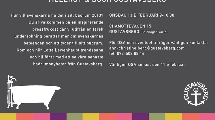 Välkommen på pressfrukost hos Villeroy & Boch Gustavsberg