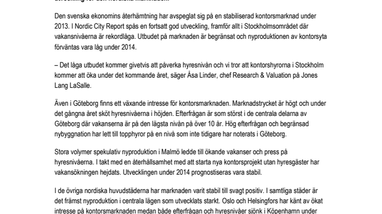 Högt tryck på kontorsmarknaden 