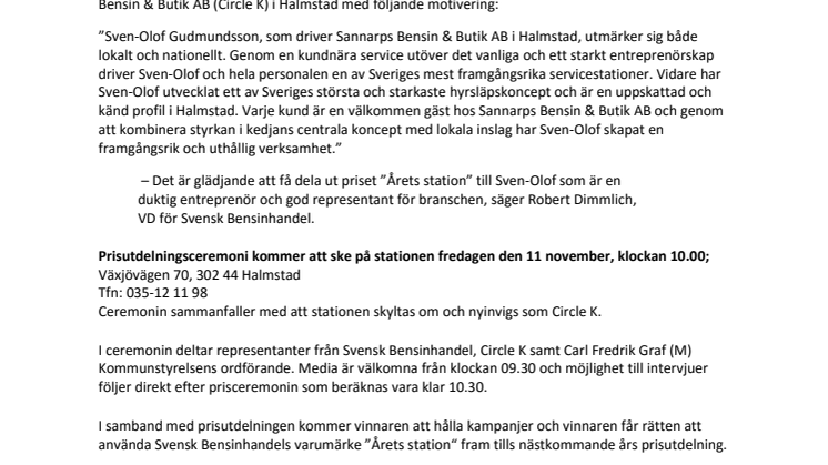 Sveriges bästa station finns i Halmstad – Sannarps Bensin & Butik AB (Circle K)