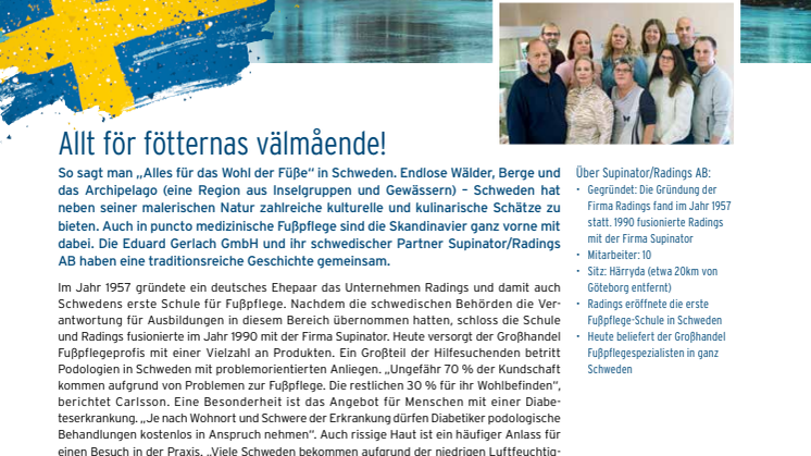 Gerlach in Schweden: Tradition und Klima sorgen für Fußpflegebedarf