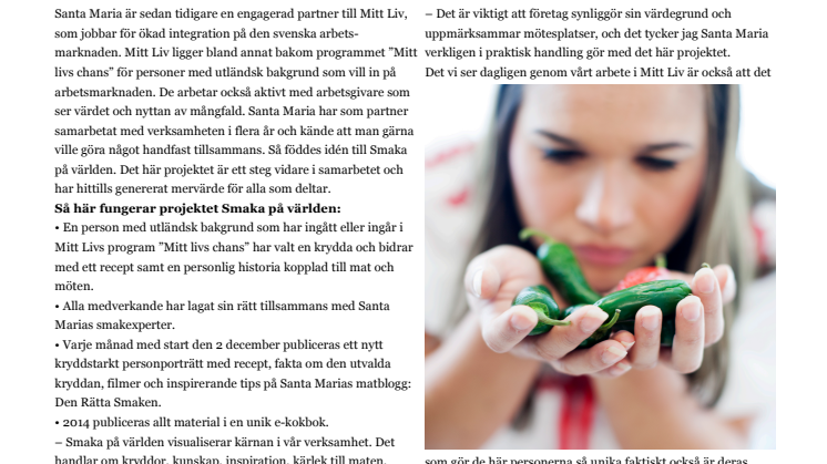 Smaka på världen – ett unikt och kryddstarkt samarbete för integration