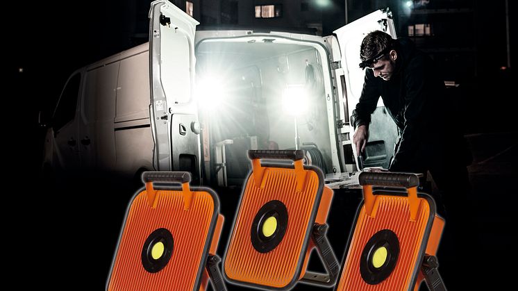 Grunda lanserer nye kraftige arbeidslamper med bluetooth-tilkobling og USB-uttak. Det gjør radioen unødvendig for landets håndverkere.