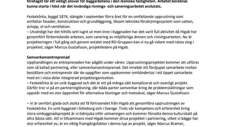 Byggentreprenör klar för Feskekôrka: Higab skriver avtal med RO-Gruppen