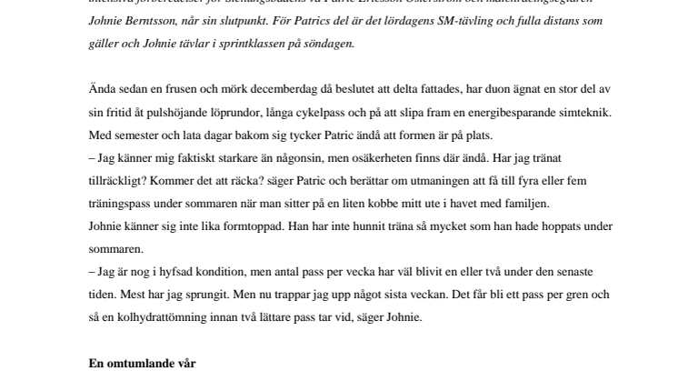 Snart dags för triathlonstart