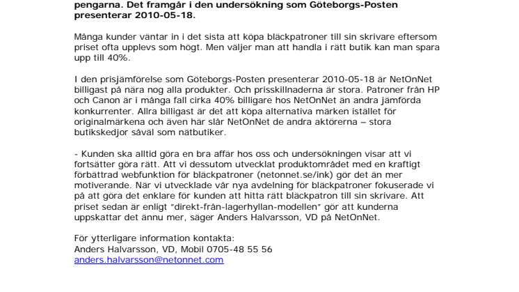 Bläckpatroner är billigast hos NetOnNet