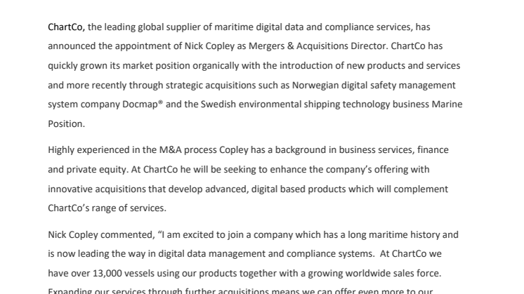 ChartCo - ChartCo Sets Sights On Further Growth