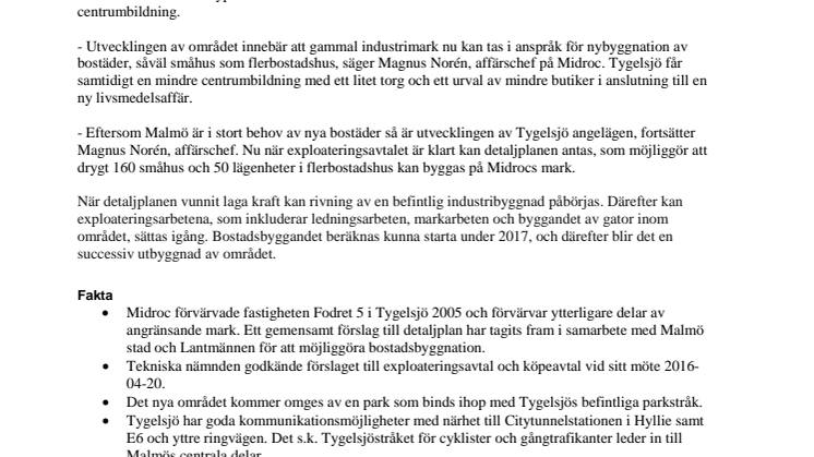 Midroc utvecklar drygt 200 bostäder i Tygelsjö, Malmö
