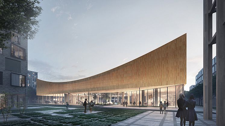 Nytt Science Center i Lund och Science Village. Exteriörvy från Norra Parken. Foto: COBE / Science Village Scandinavia AB