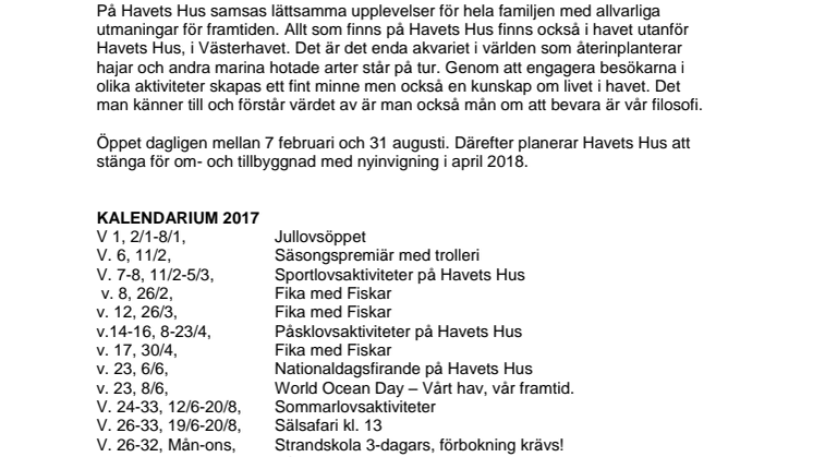Ny spännande säsong på Havets Hus 