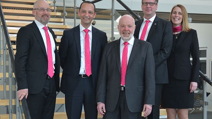 Den Skandinaviska ledningen i Rittal. Från vänster Håkan Persson, Hassan Soussi, Ole Sverre Spigseth, Kent Frennesson och Ann-Marie Nyström.