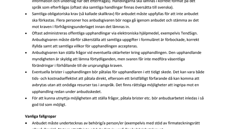 Offentliga upphandlingar – tips och fallgropar