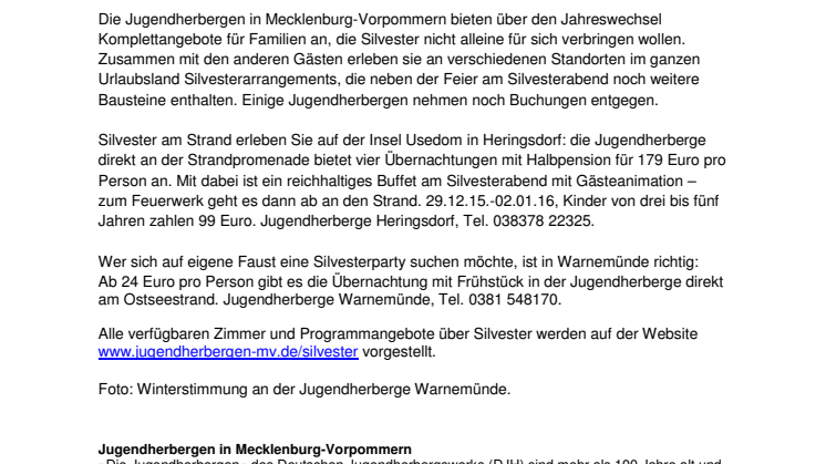 Silvesterreisen nach Mecklenburg-Vorpommern