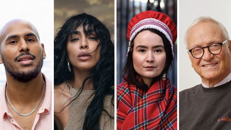 Årets pristagare Anders Carlbergs minnespris 2023: Amat Levin, Loreen Talhaoui, Sara-Elvira Kuhmunen och Claes Hultling