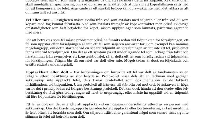 OM DOLDA  FEL – hur gör du när du upptäckt ett fel