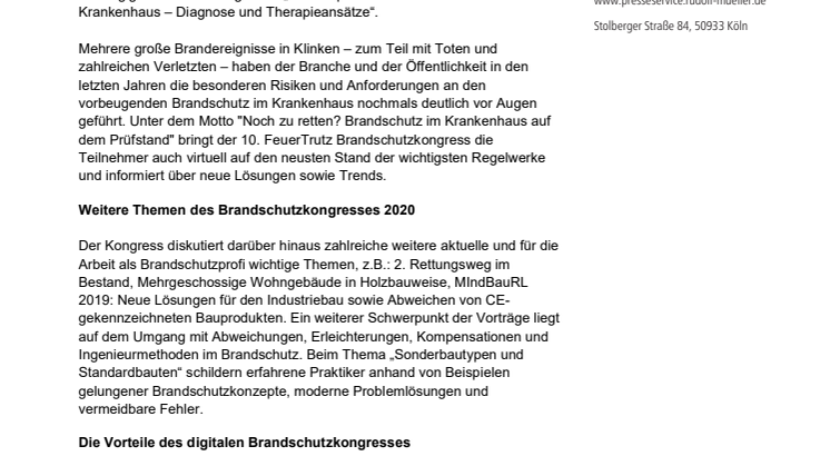 FeuerTrutz Brandschutzkongress wird 2020 digital 