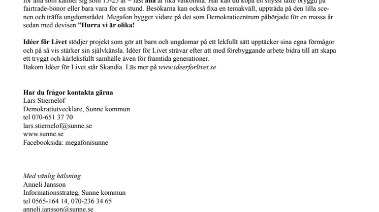 Sunnes unga får 9 000 kronor till idéförverkligande