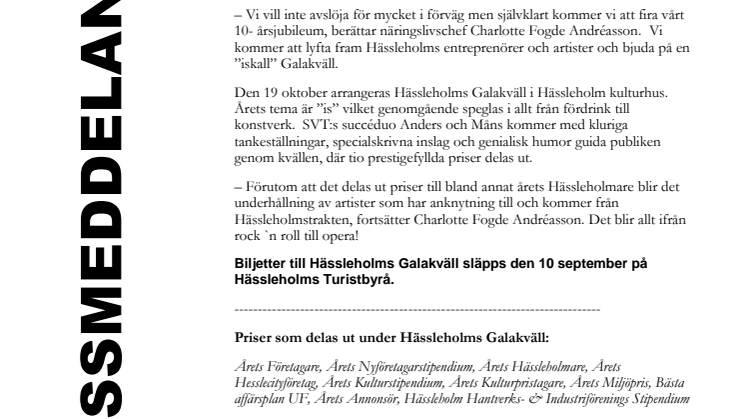 Hässleholms Galakväll 10 års jubilerar