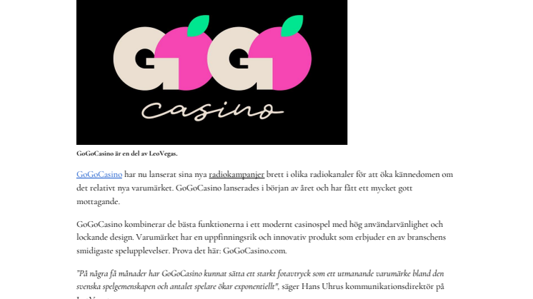 GoGoCasino skördar succé och lanserar ny bred kampanj