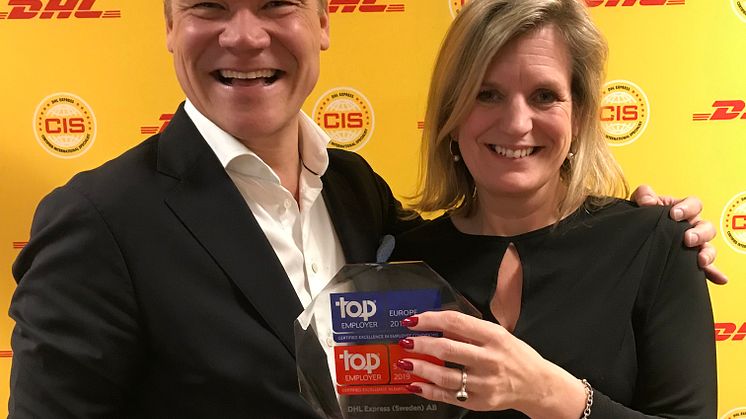 Peter Ervasalo, vd, och Lisa Göthberg, HR-chef, DHL Express Sverige