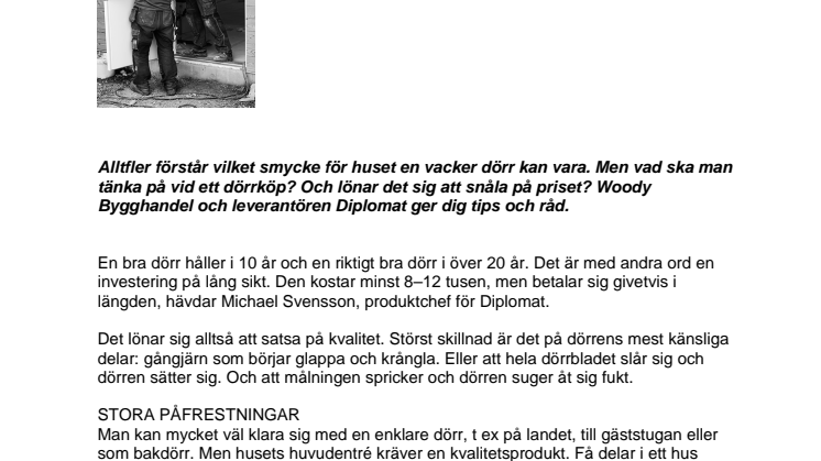 Tips från Woody Bygghandel inför valet av ytterdörr!