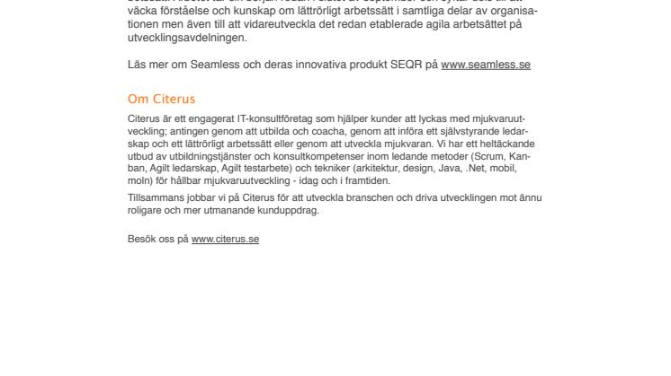 Citerus hjälper Seamless att utvecklas