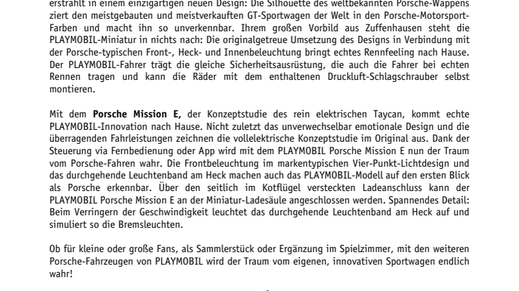 Motorsport-Ikonen im Spielzeugformat: Die neuen Porsche-Fahrzeuge von PLAYMOBIL