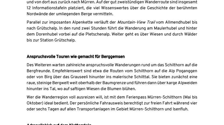 Wanderparadies Mürren-Schilthorn 