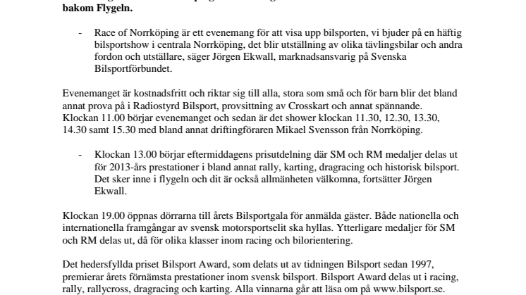 Bilsportshow inleder Bilsportgalan