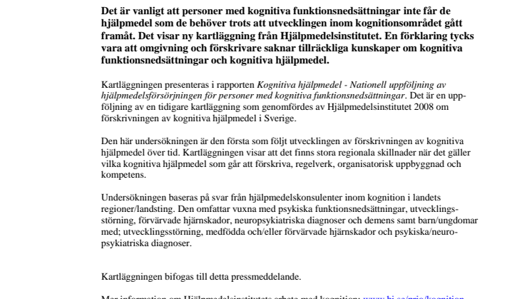 Stora regionala skillnader när det gäller förskrivning av kognitiva hjälpmedel