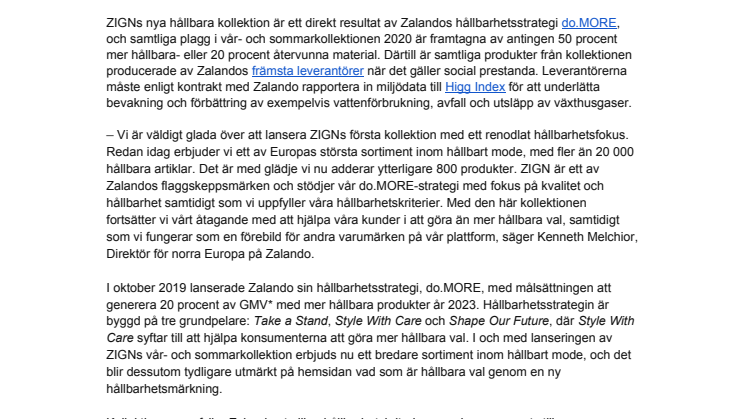 Zalandos eget varumärke ZIGN blir hållbart