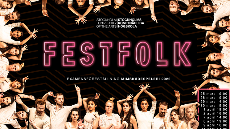 Avgångsstudenterna i mimskådespeleri bjuder in till föreställningen FESTFOLK.