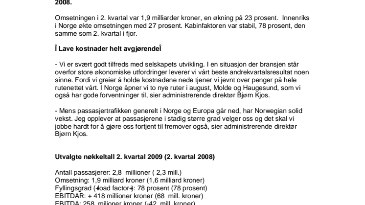 Norwegian med tidenes beste 2. kvartalsresultat