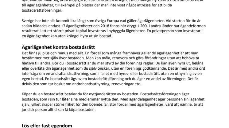 Ägarlägenhet som boendeform – vad gäller? 