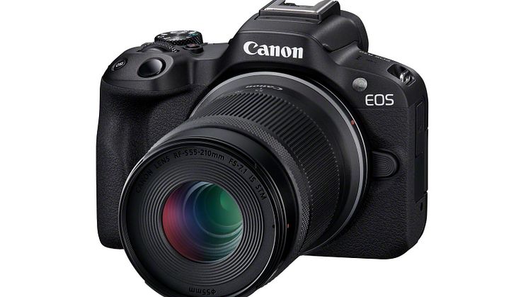 Canon EOS R50_Black_FrontSlantLeft_RF-S 55mm