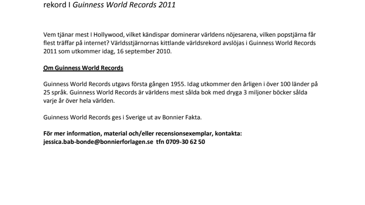 KÄNDISTÄTT I GUINNESS WORLD RECORDS 2011