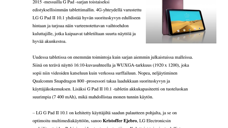 LG LANSEERAA G PAD II 10.1 -TABLETIN