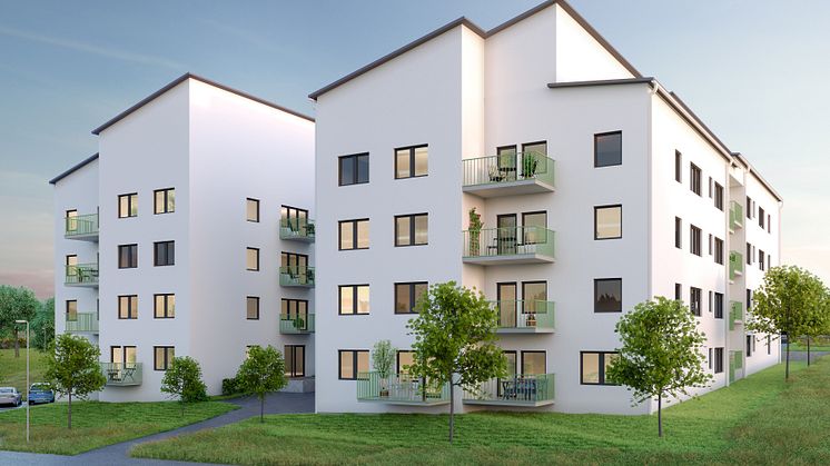 Lindbäcks bygger 64 lägenheter åt Roslagsbostäder i Älmsta.  Arkitekthuset Monarken. 