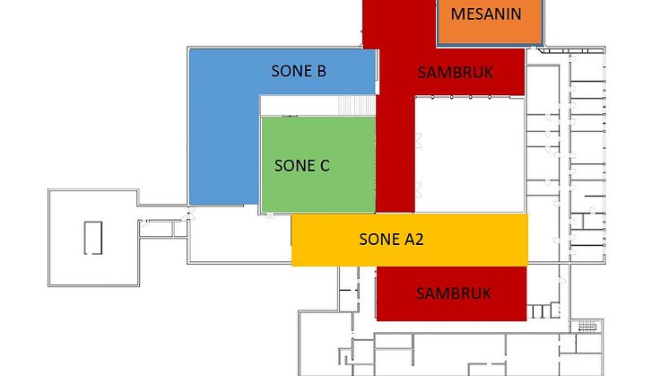 Oversikt over arealene som kan søkes på i det gamle Munchmuseet 