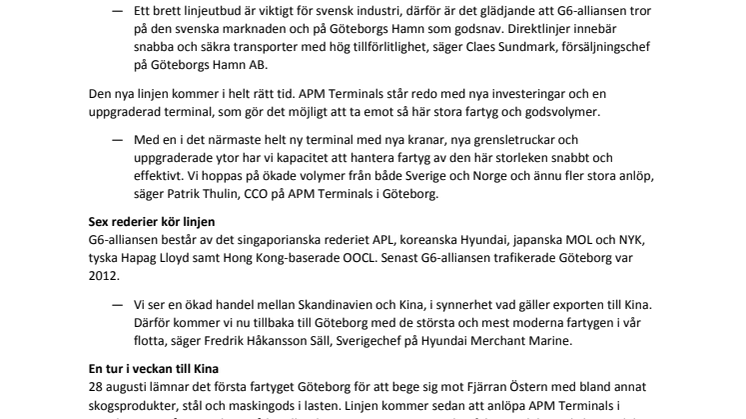Premiär för ny fartygslinje till Asien