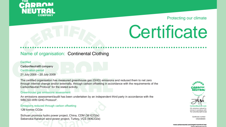 Earth Positive - Carbon Neutral certificate
