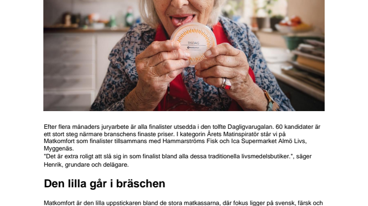 Matkomfort sticker ut bland finalisterna på DV-galan
