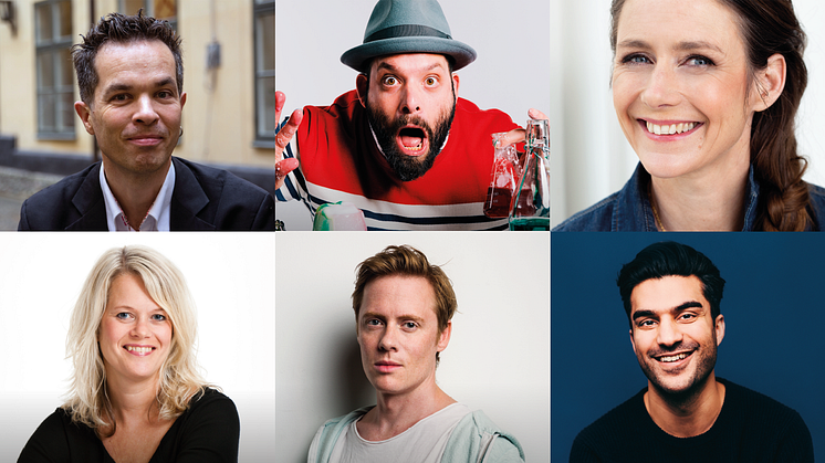 Från vänster översta raden: Mårten Melin, Beppe Singer, Johanna Westman, Malin Stehn, Johan Wendt, Farzad Farzaneh
