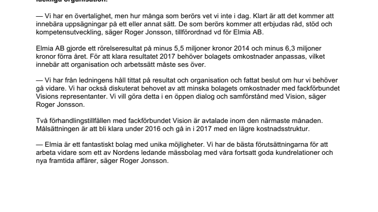 ​Uppsägningar aktuellt på Elmia