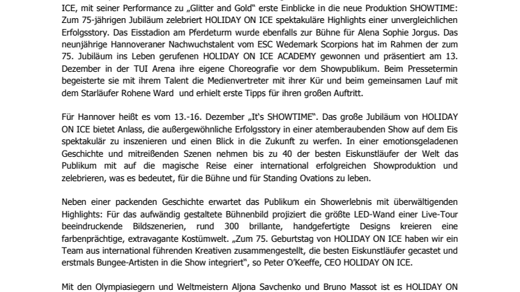 HOLIDAY ON ICE stellt neue Produktion SHOWTIME in Hannover vor