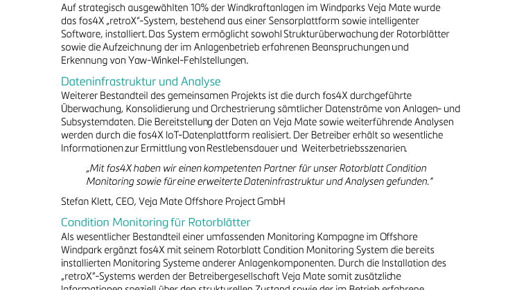 fos4X realisiert Digitalisierungs- und Condition Monitoring Projekt in Offshore Windpark