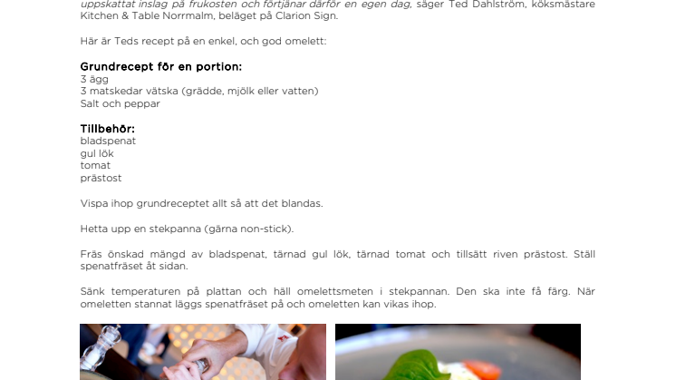 Clarion Hotel® inför ny högtidsdag  –  Omelettens dag